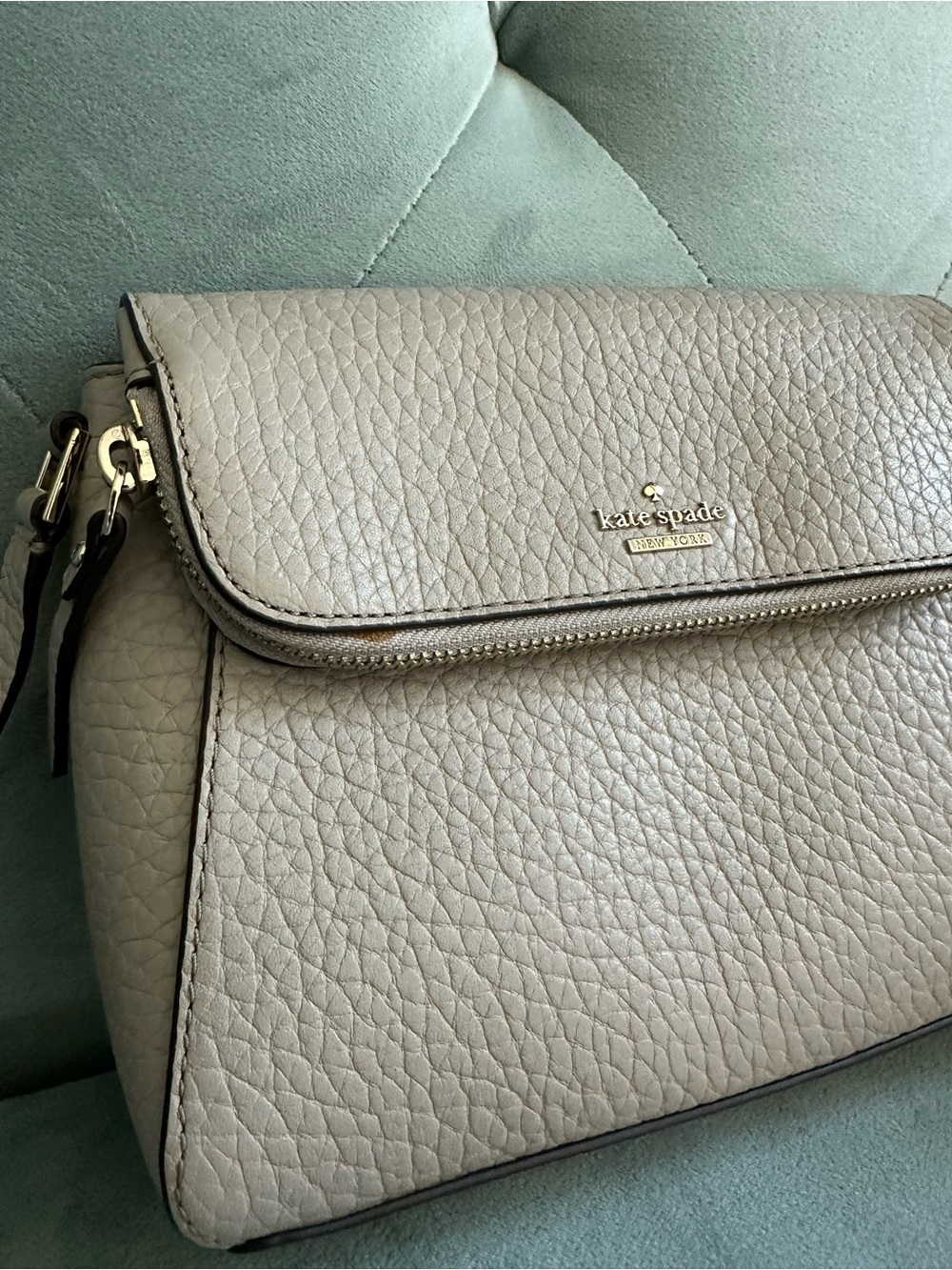 kate spade Pebbled Leather Crossbody Bag in Light Gray - Picture 15 of 17